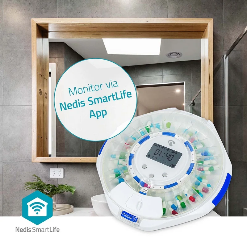 SmartLife Medicijndispenser Wi-Fi - 28 Compartimenten - Aantal alarmtijden: 9 alarmtijden per dag