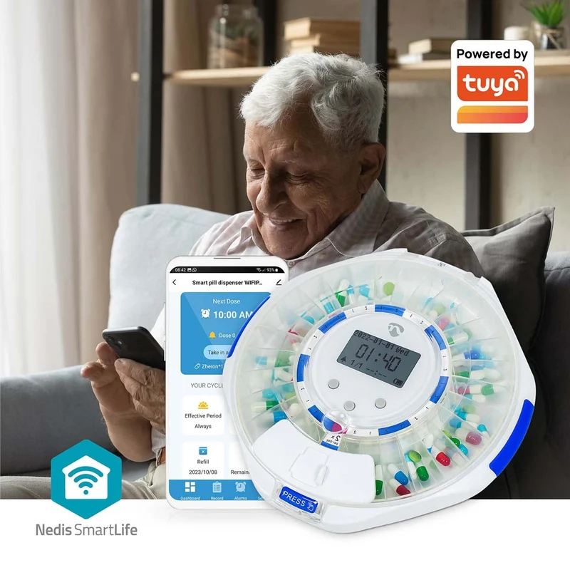 SmartLife Medicijndispenser Wi-Fi - 28 Compartimenten - Aantal alarmtijden: 9 alarmtijden per dag