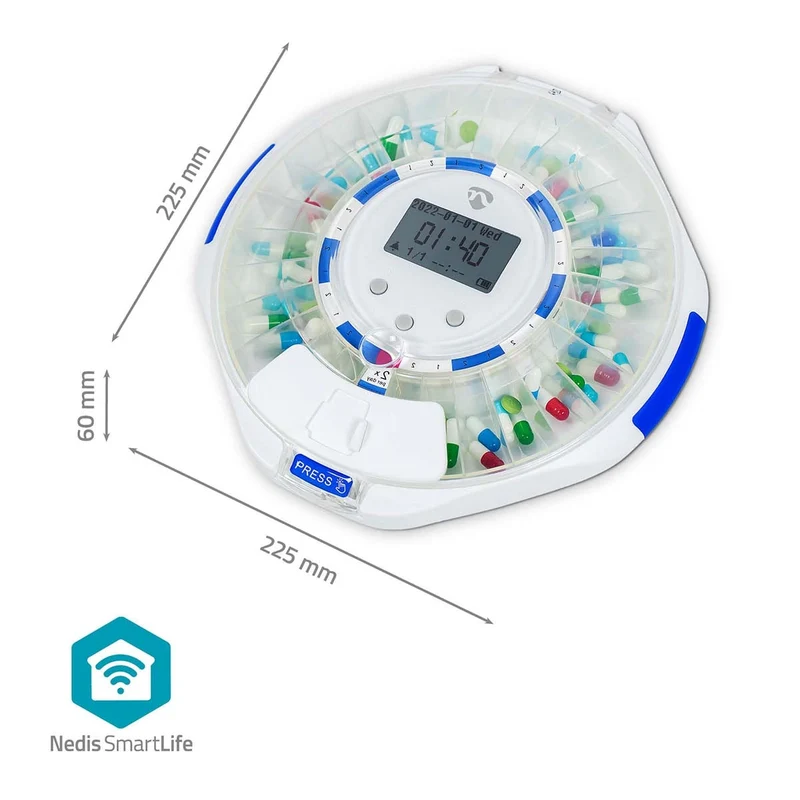 SmartLife Medicijndispenser Wi-Fi - 28 Compartimenten - Aantal alarmtijden: 9 alarmtijden per dag