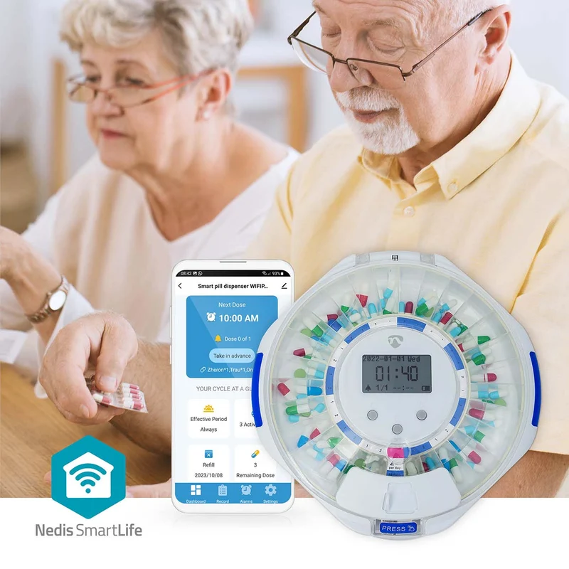 SmartLife Medicijndispenser Wi-Fi - 28 Compartimenten - Aantal alarmtijden: 9 alarmtijden per dag