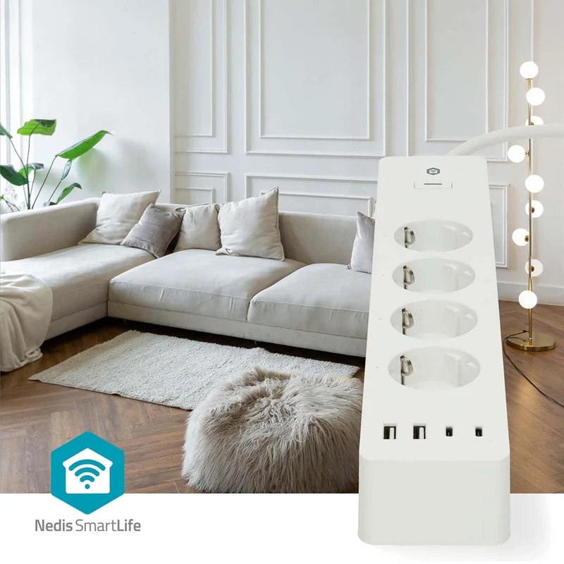 SmartLife Stekkerdoos Wi-Fi - 2x USB-A / 2x USB-C™ / 4x plug with earth contact (CEE 7/3) - 16.0A