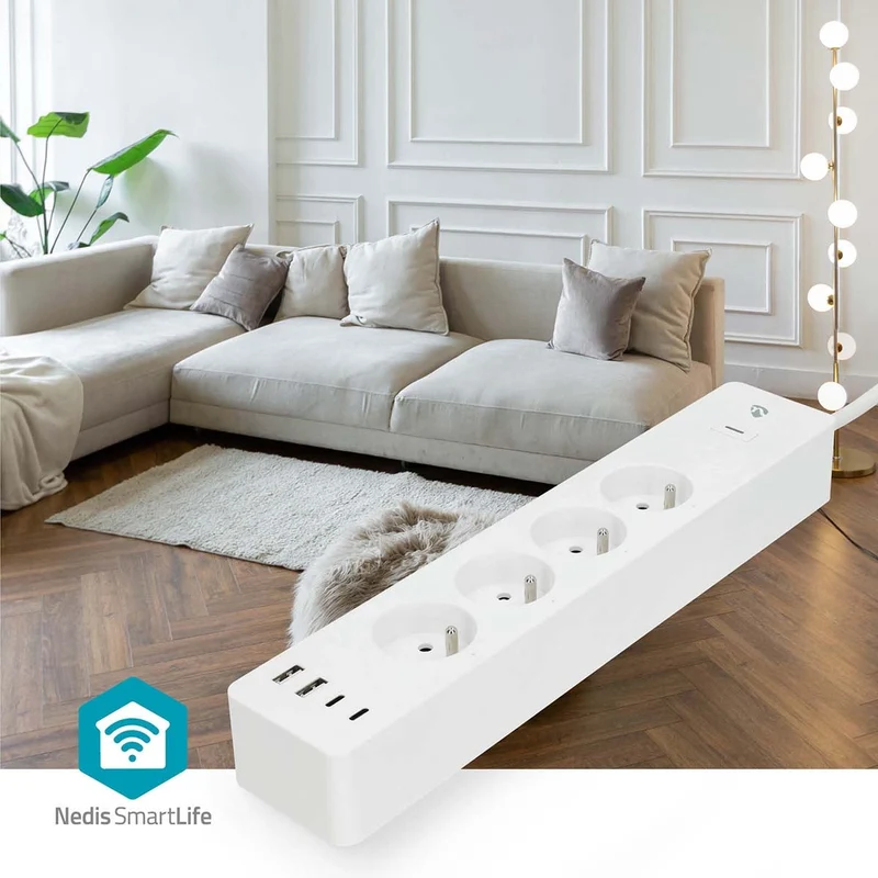 SmartLife Stekkerdoos Wi-Fi - 2x USB-A / 2x USB-C™ / 4x plug with earth contact (CEE 7/5) - 16.0A
