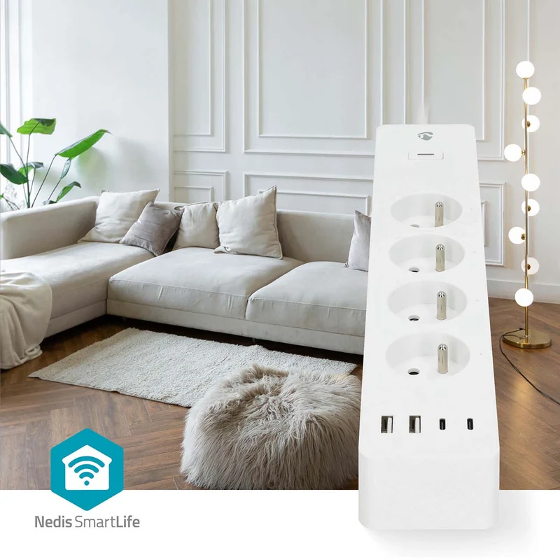 SmartLife Stekkerdoos Wi-Fi - 2x USB-A / 2x USB-C™ / 4x plug with earth contact (CEE 7/5) - 16.0A