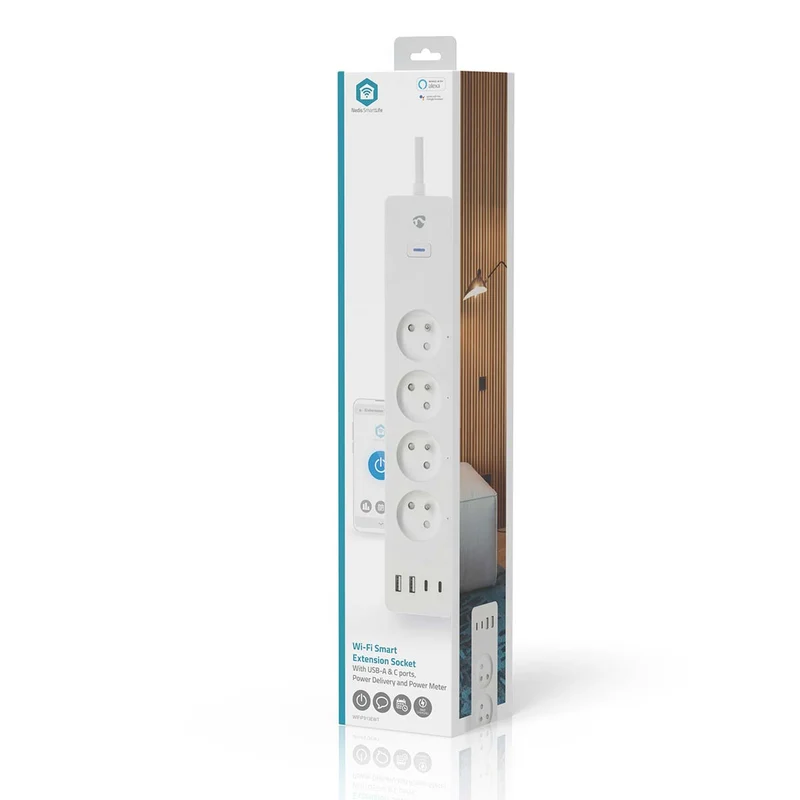 SmartLife Stekkerdoos Wi-Fi - 2x USB-A / 2x USB-C™ / 4x plug with earth contact (CEE 7/5) - 16.0A