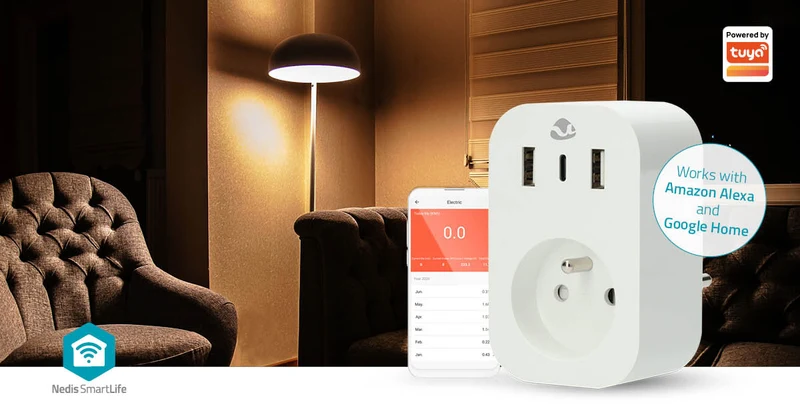 SmartLife Slimme Stekker Wi-Fi - IP21 - Energiemeter