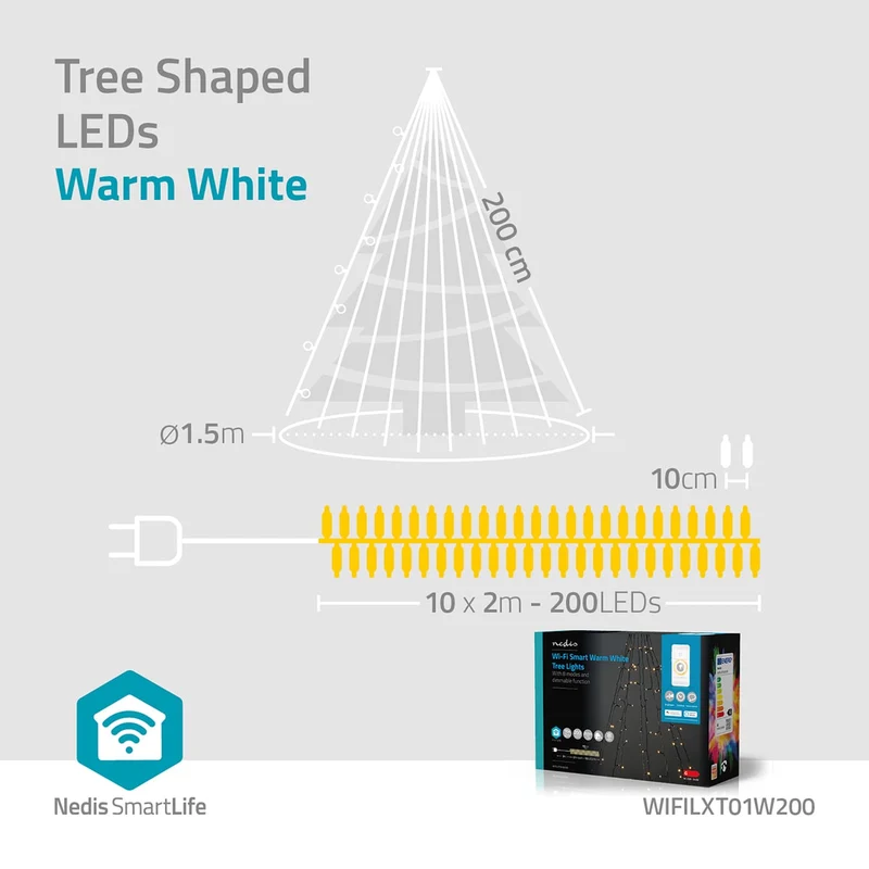 SmartLife-kerstverlichting Boom - Wi-Fi - Warm Wit