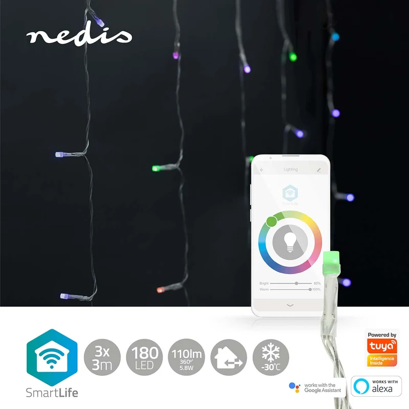 SmartLife-kerstverlichting Gordijn - Wi-Fi - RGB