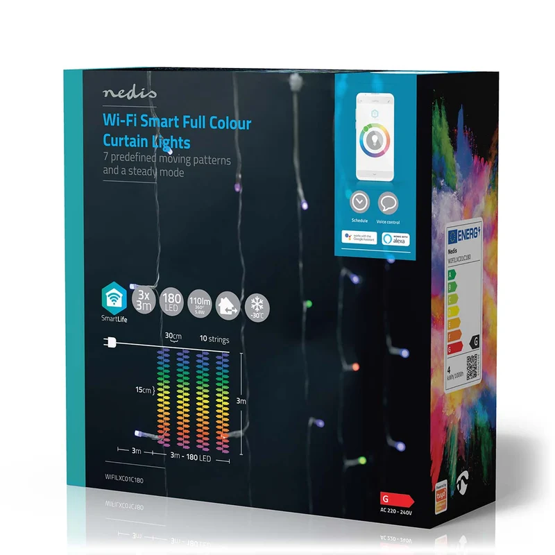 SmartLife-kerstverlichting Gordijn - Wi-Fi - RGB