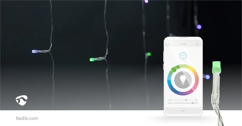 SmartLife-kerstverlichting Gordijn - Wi-Fi - RGB