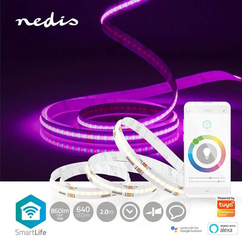 SmartLife LED Strip Wi-Fi - RGB / Warm tot Koel Wit - COB