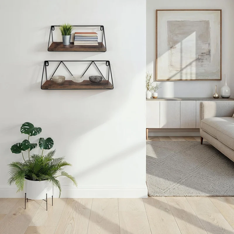 Tectake Wooden Wall Shelves, Set of 2