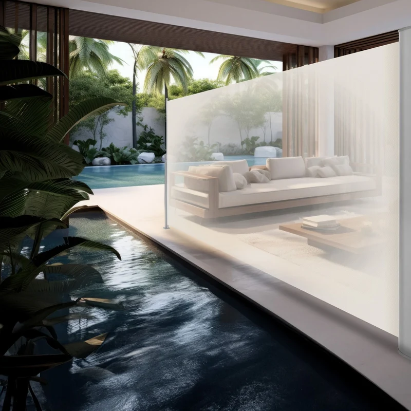 Tectake Garden Privacy Screen with Retractable Side Awning and Aluminium Casing