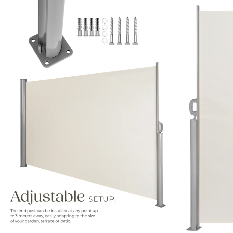 Tectake Garden Privacy Screen with Retractable Side Awning and Aluminium Casing