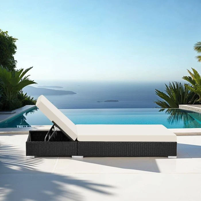 Tectake Sun Loungers, Aluminum and Rattan, Nautica black, 2-pack
