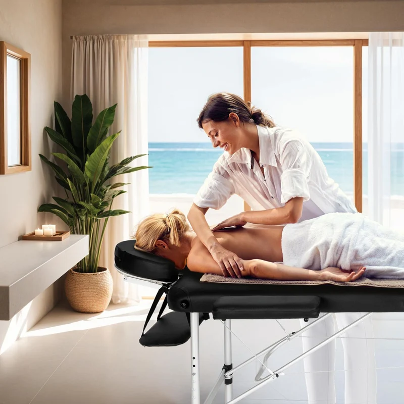 Tectake 3-Zone Massage Table with 5cm Pad and Aluminum Frame
