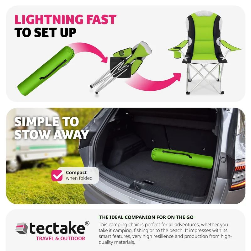 Tectake Camping chair, padded seat with carry bag
