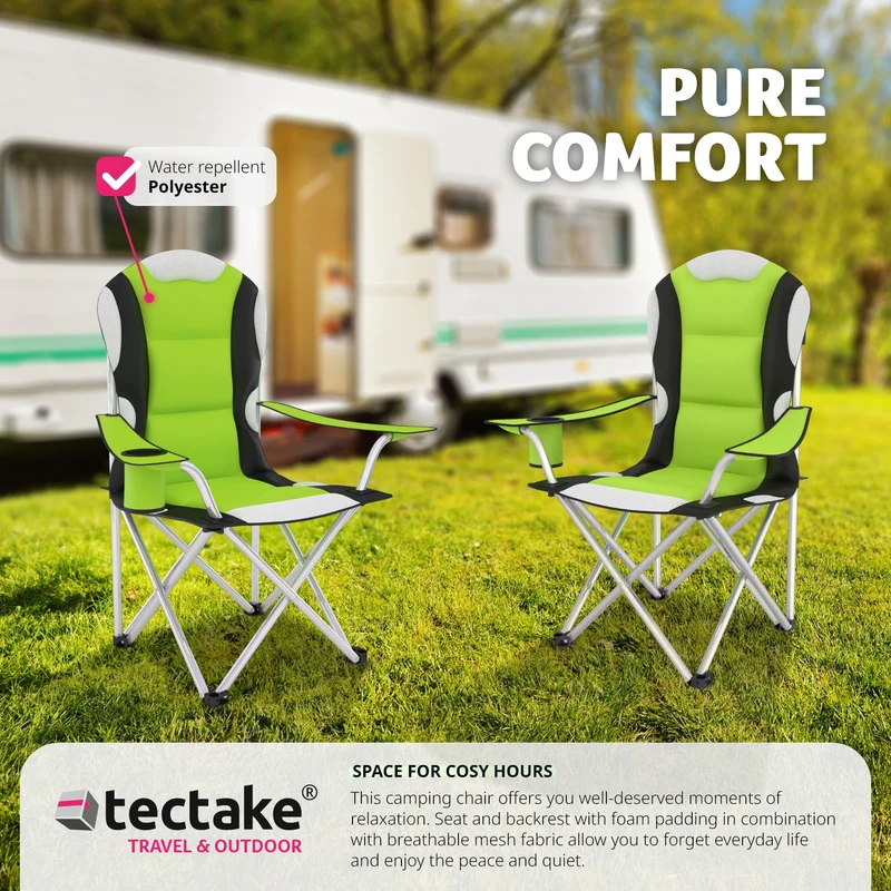 Tectake Camping chair, padded seat with carry bag