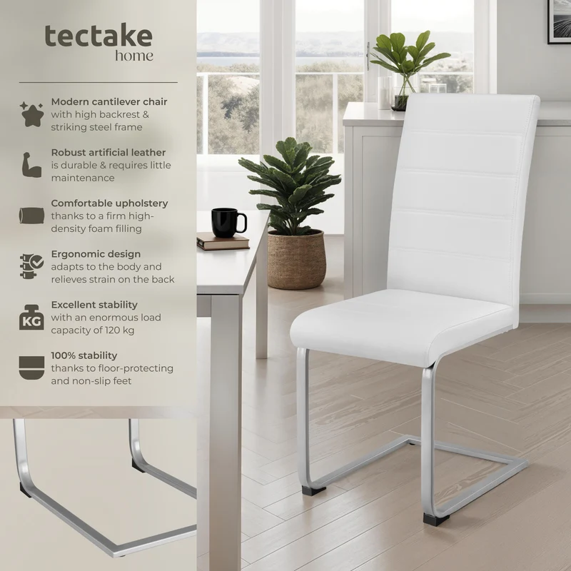 Dining Chairs - cantilevered, high backrest, flat steel frame