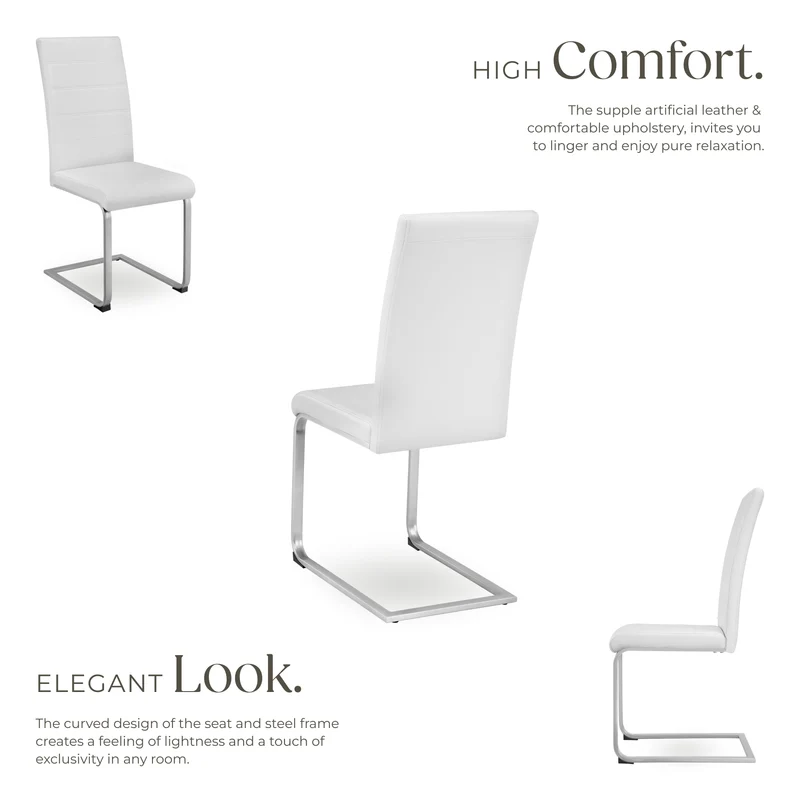 Dining Chairs - cantilevered, high backrest, flat steel frame