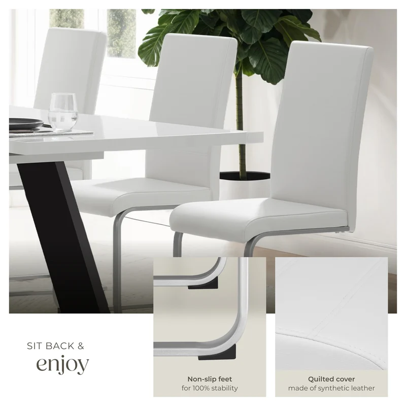 Dining Chairs - cantilevered, high backrest, flat steel frame