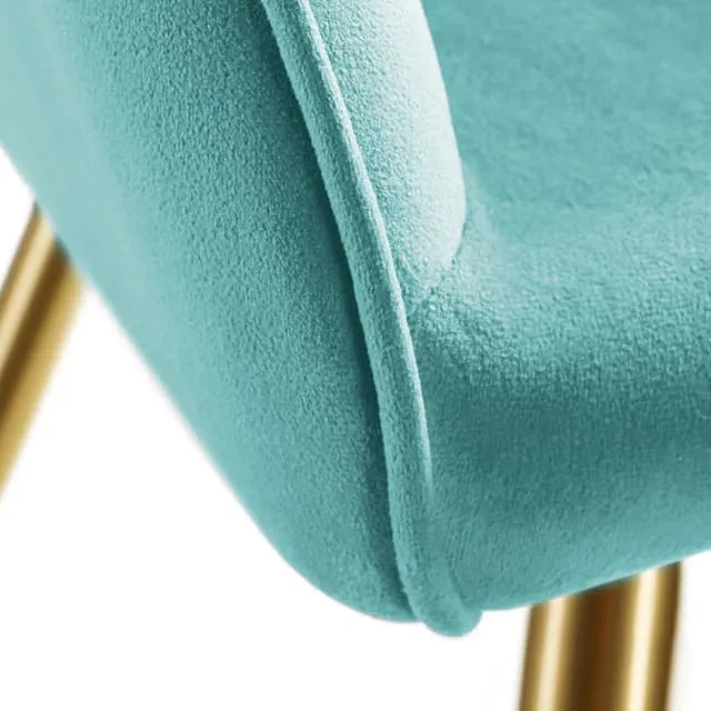 Tectake Marilyn Armchair in Velvet Look, Gold Legs 62x58x82cm, Turquoise/Gold