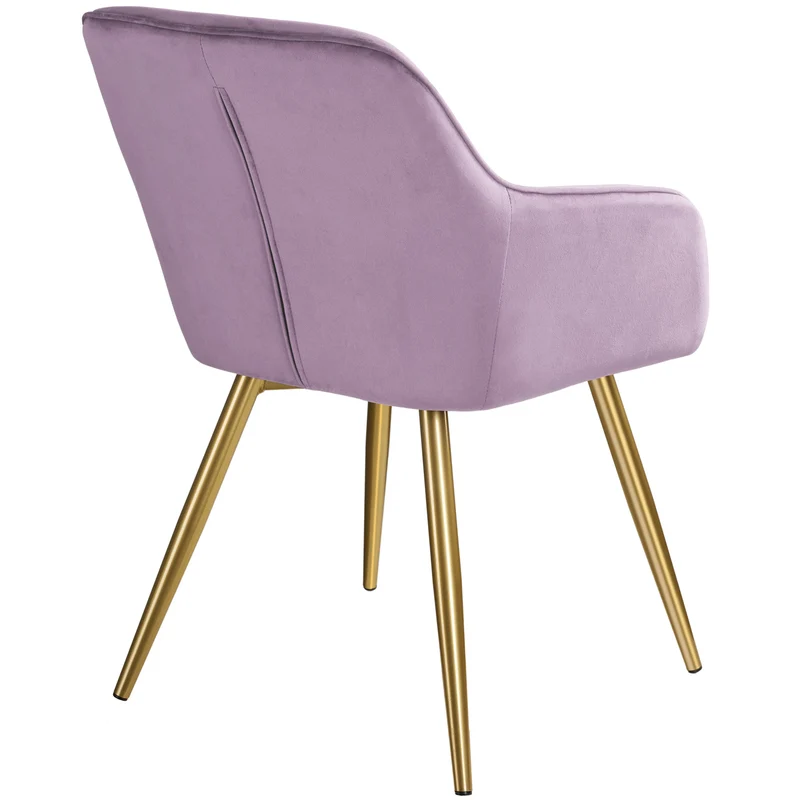 Marilyn Padded Velvet Armchair with Golden Steel Legs, Pink