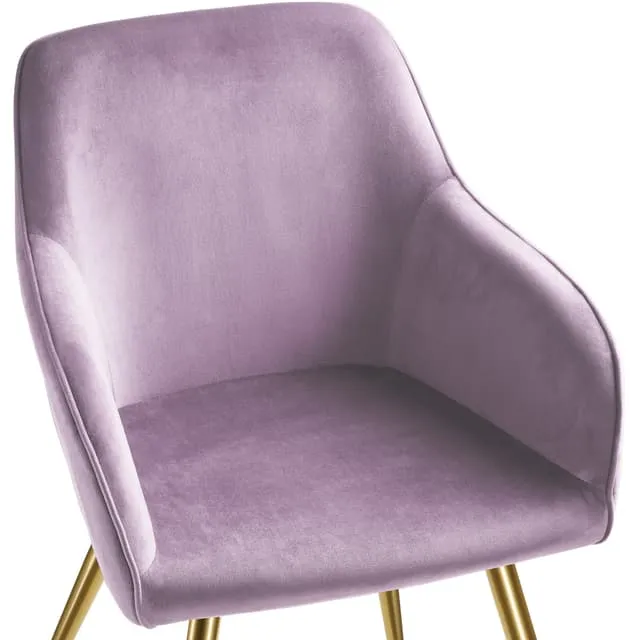 Marilyn Padded Velvet Armchair with Golden Steel Legs, Pink