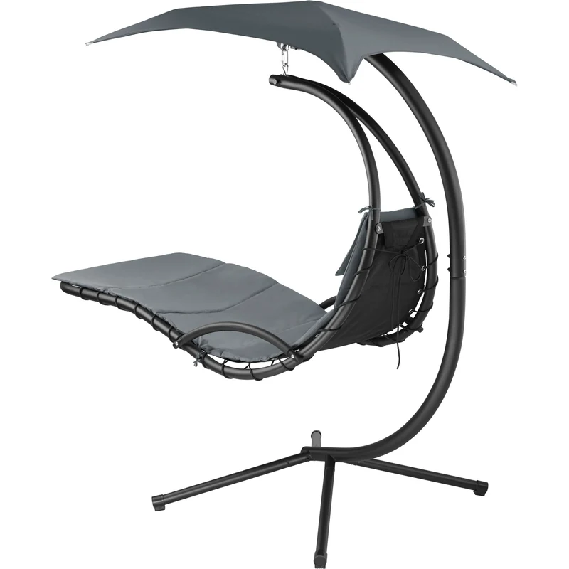 Tectake Kasia Hanging Chair with Sun Canopy, Grey
