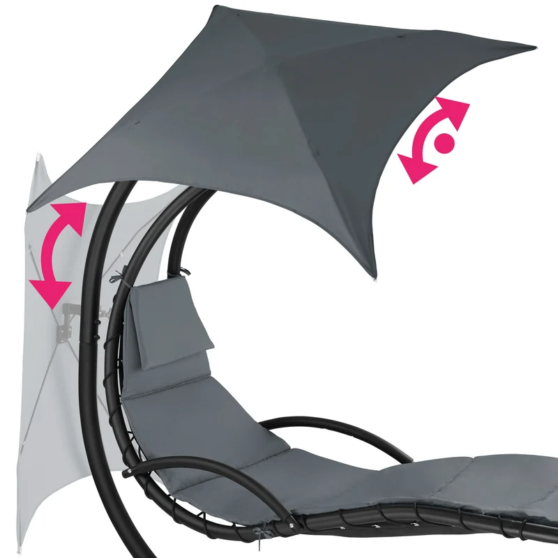 Tectake Kasia Hanging Chair with Sun Canopy, Grey