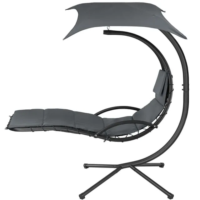 Tectake Kasia Hanging Chair with Sun Canopy, Grey