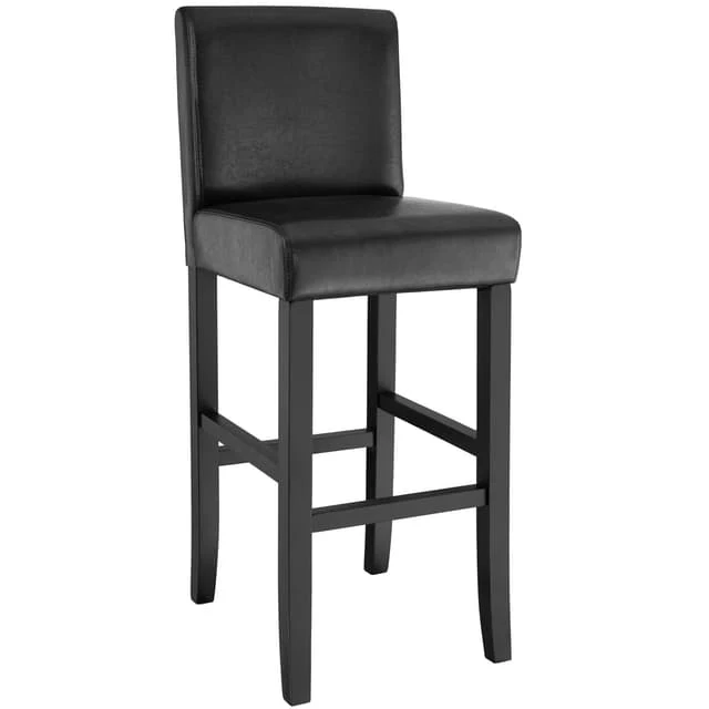 Bar Stool with Faux Leather, Black