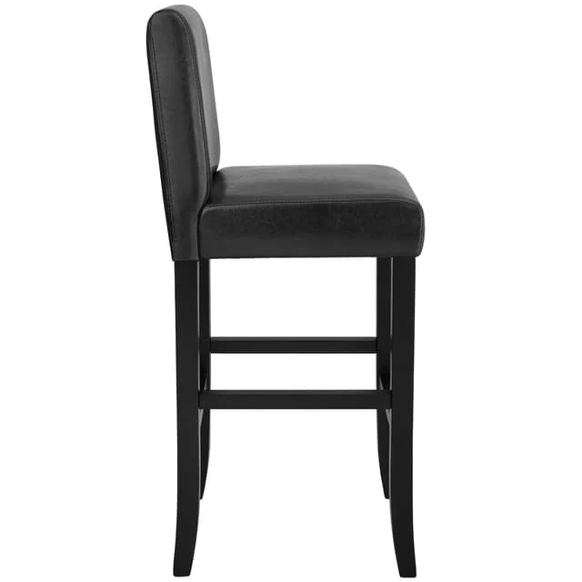 Bar Stool with Faux Leather, Black