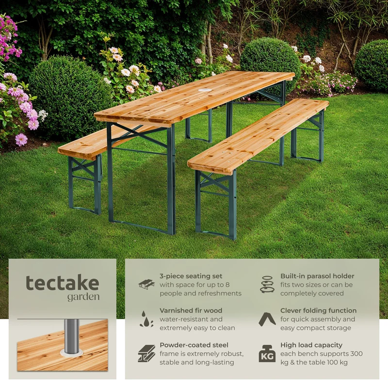 Tectake Picnic Table and Bench Set Ludwig, Brown