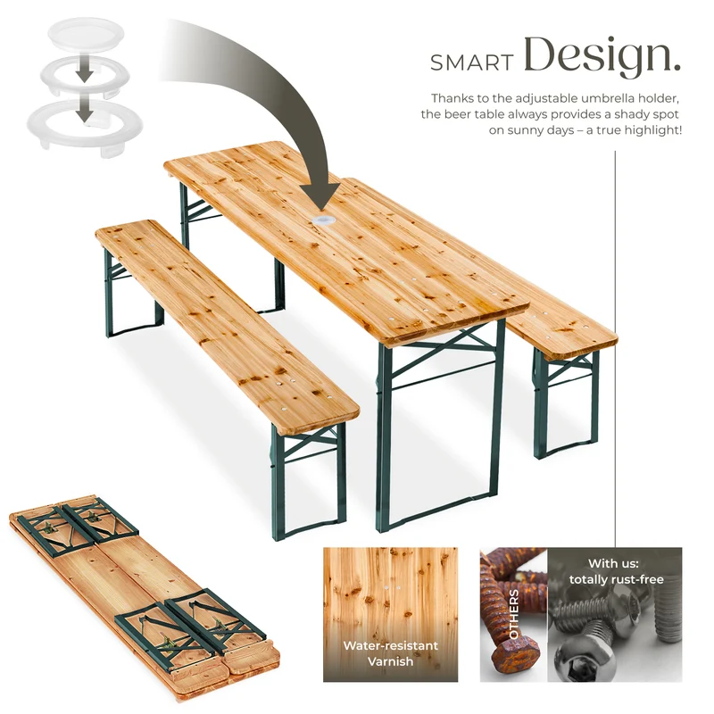 Tectake Picnic Table and Bench Set Ludwig, Brown