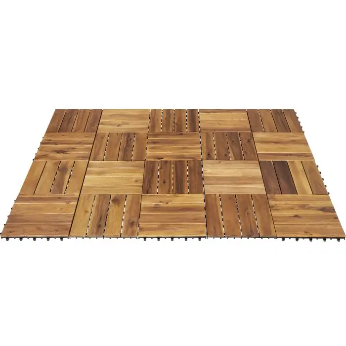Tectake Tabula Outdoor Tiles, Acacia Wood