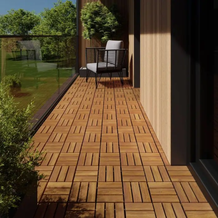 Tectake Tabula Outdoor Tiles, Acacia Wood