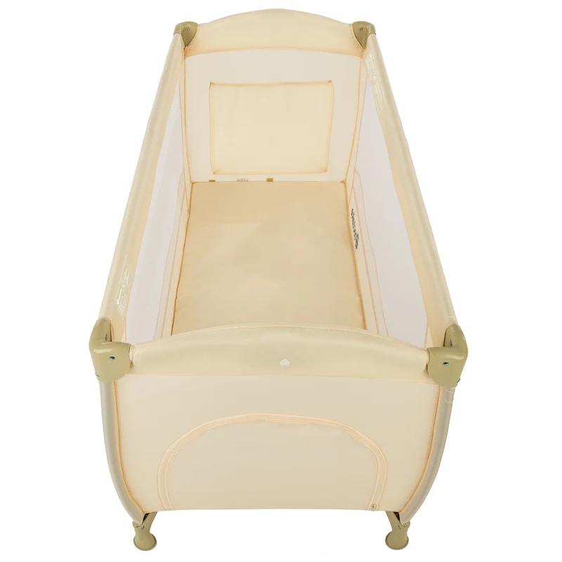 Tectake Foldable Travel Cot with Storage Bag, Beige