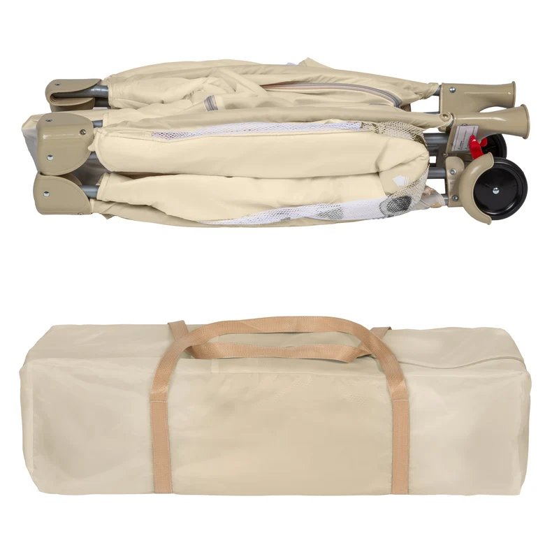 Tectake Foldable Travel Cot with Storage Bag, Beige