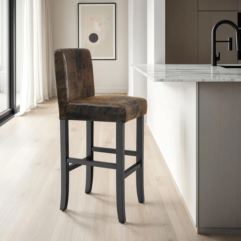 Bar Stool with Faux Leather, Brown