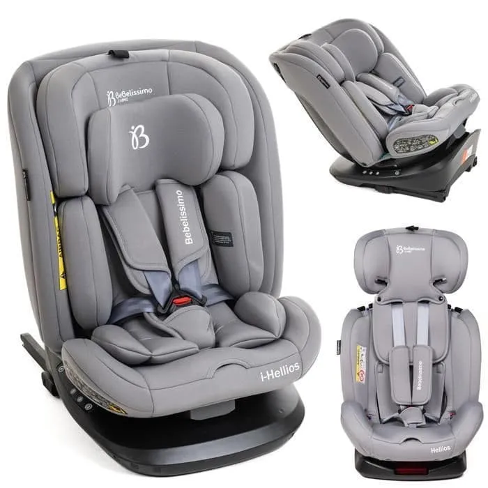 Bebelissimi Isofix Car Seat with 360° Swivel, 40-150cm (0-36 kg) R129 i-size, Gray/Black