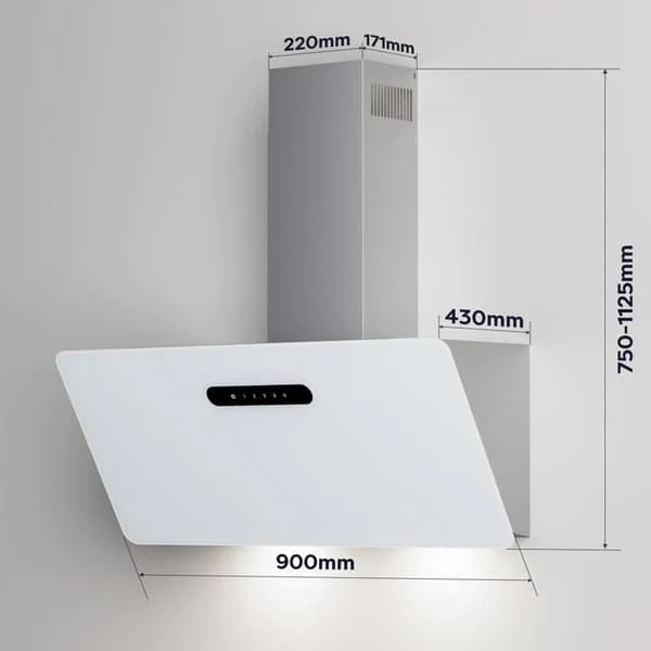 Ciarra Cooker Hood 90cm, White (CD9736KW)