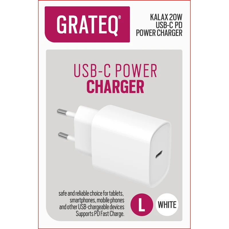 Grateq Kalax 20 W USB-C Wall Charger, White