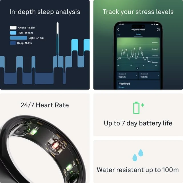 Oura Ring Gen3 Heritage Smart Ring size 7, Black