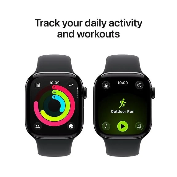 Apple Watch Series 11 (GPS, 42mm) Black Alum Case and Black Sport Band, S/M
