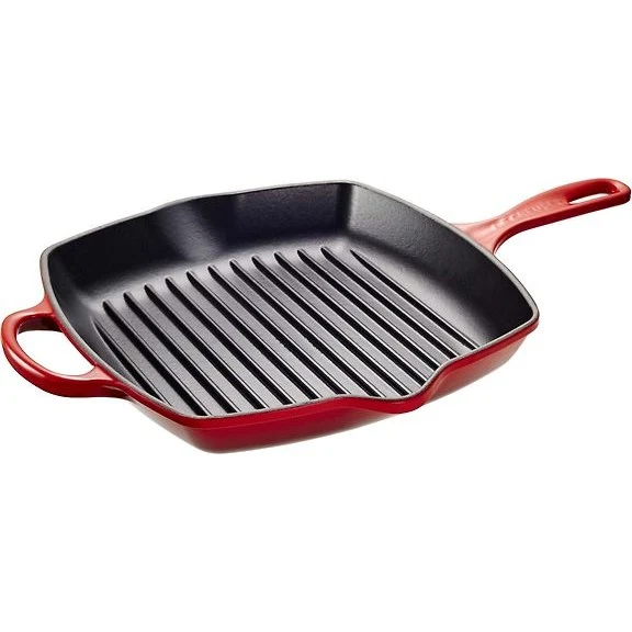 Le Creuset Signature Square Cast Iron Grill Pan, 26 cm, Cerise