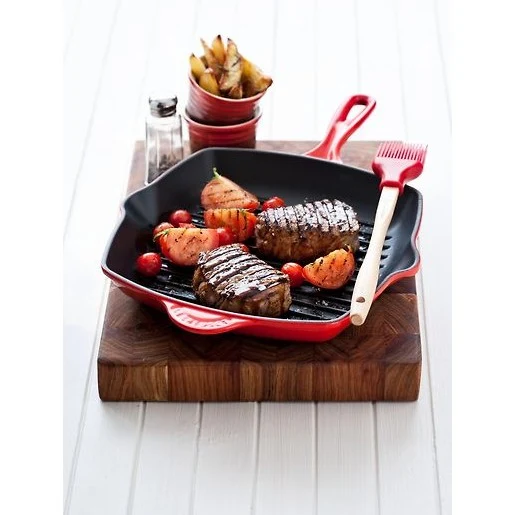 Le Creuset Signature Square Cast Iron Grill Pan, 26 cm, Cerise