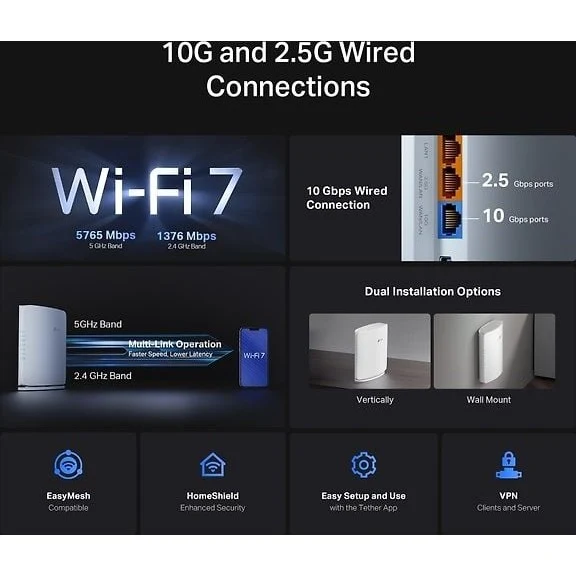 TP-LINK Archer BE450 Dual-Band WiFi 7 Router