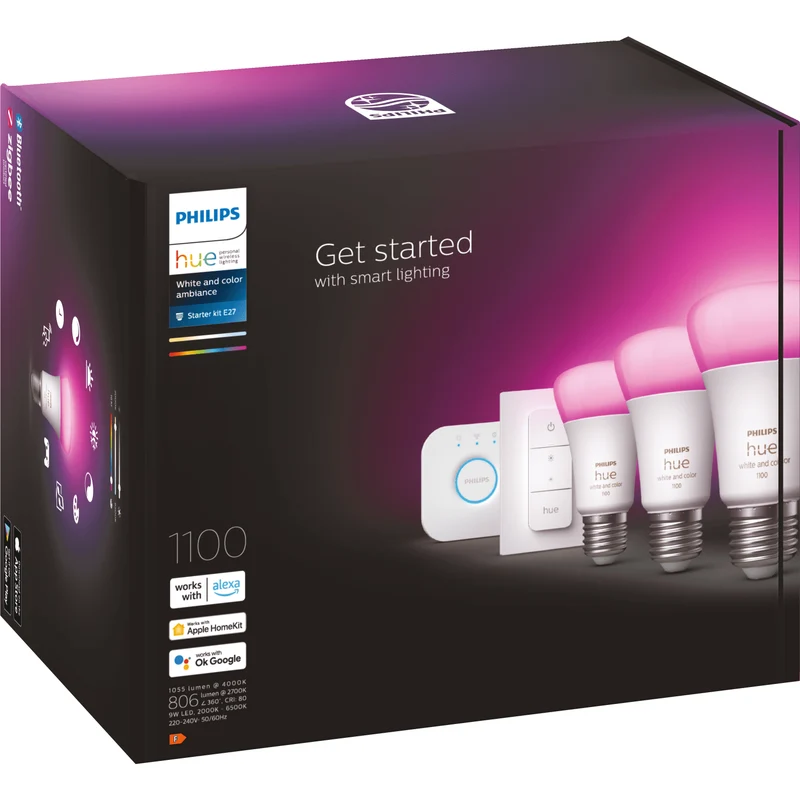 Philips Hue White and Color Ambiance E27 Starter Kit