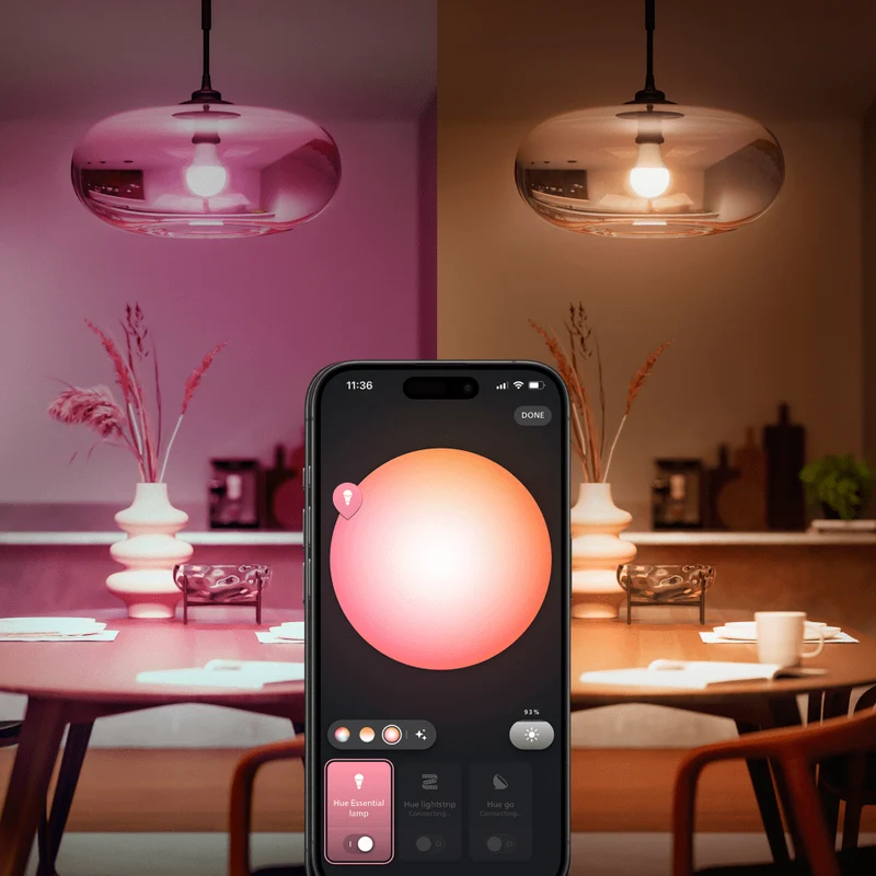 Philips Hue Essential White and Color Ambiance E27 Smart Bulb, 3 pcs + Bridge
