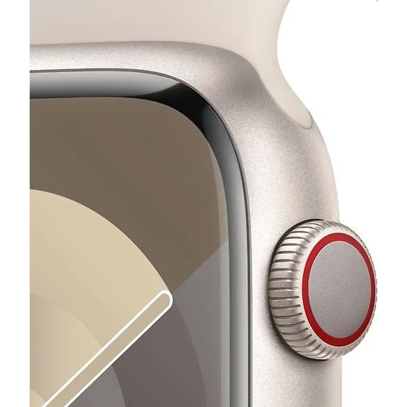 Apple Watch Series 9 (GPS+Cell) 45mm Starlight Alum Case & Starlight Sport Band, M/L